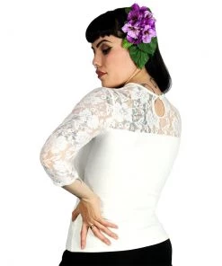 Hemet Long Sleeve Lace Top In White