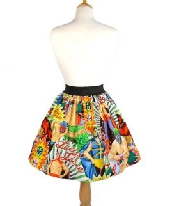 Hemet Pleated Skirt In Lucha Libre Print Women's Apparel