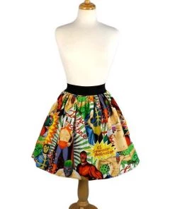 Hemet Pleated Skirt In Lucha Libre Print Women's Apparel