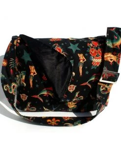 Accessories Hemet Tattoo Art Messenger Bag In Black