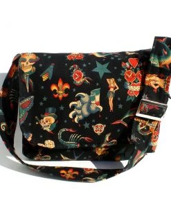 Accessories Hemet Tattoo Art Messenger Bag In Black