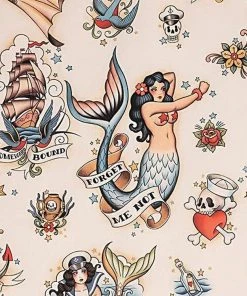 Women's Apparel Hemet Nautical Mermaid Tattoo Apron