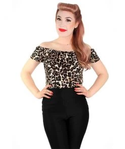 Women's Apparel Hemet Off-Shoulder Senorita Top In Leopard Print