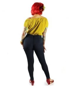 Hemet Off-Shoulder Cropped Top In Mustard Yellow