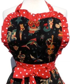 Hemet Vintage Tattoo Art Apron In Black Women's Apparel