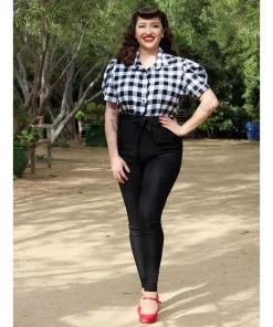 Hemet Tie Waist Cigarette Pants In Black Women's Apparel