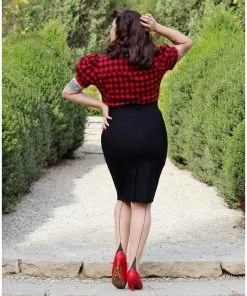 Women's Apparel Hemet Buffalo Check Pinup Top In Red