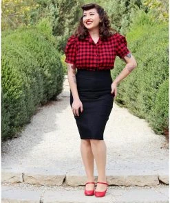 Women's Apparel Hemet Buffalo Check Pinup Top In Red
