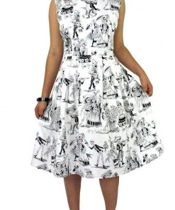 Hemet Pleated Swing Dress In Paseo De Muertos Print