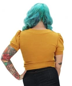 Hemet Pinup Pullover Top In Mustard Women's Apparel