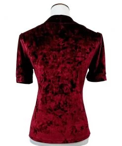 Hemet Velvet Keyhole Top In Burgundy