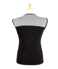 Hemet Contrast Yoke Top In Black & White Gingham Women's Apparel