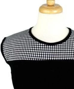 Hemet Contrast Yoke Top In Black & White Gingham Women's Apparel