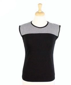 Hemet Contrast Yoke Top In Black & White Gingham Women's Apparel