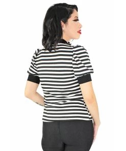 Hemet Lolita Striped Tie-Neck Top