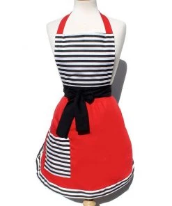 Women's Apparel Hemet Chic Stripes & Red Apron