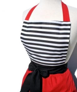 Women's Apparel Hemet Chic Stripes & Red Apron