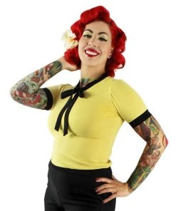 Hemet Tie-Neck Blouse In Yellow & Black Women's Apparel