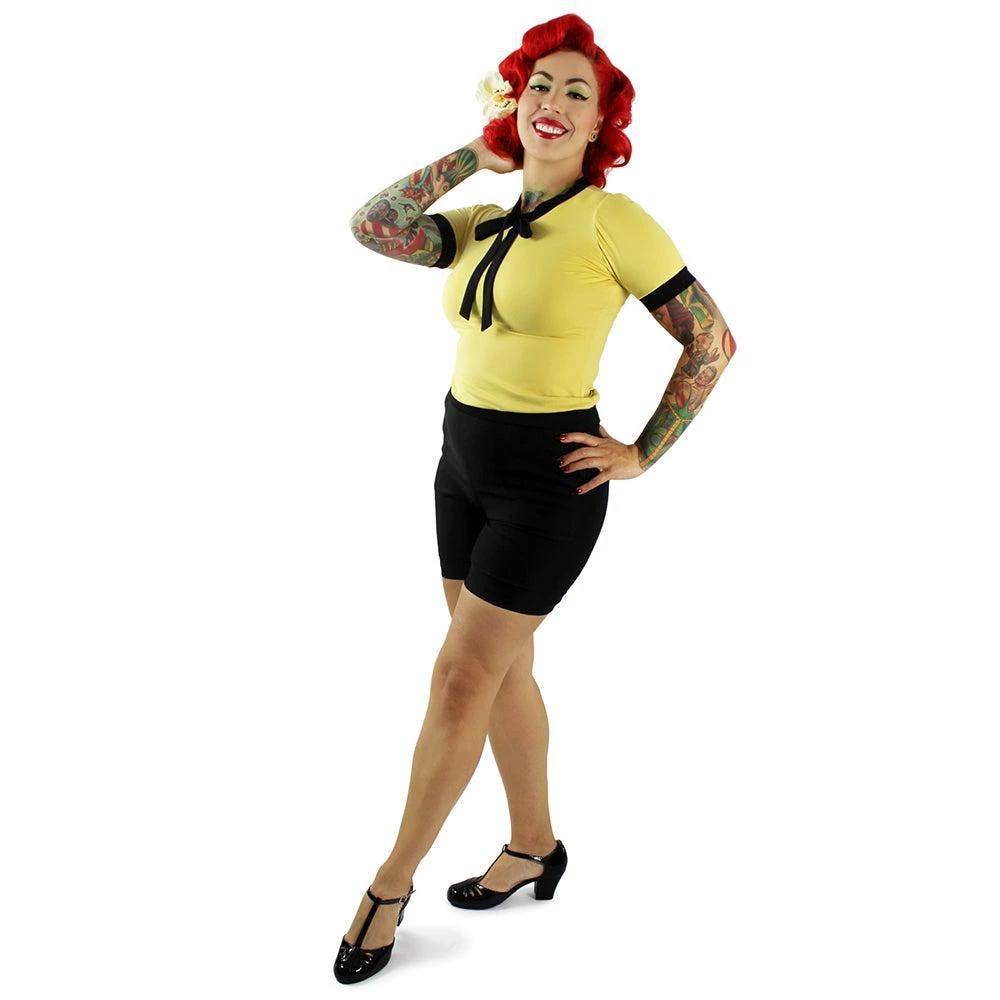 Hemet Tie-Neck Blouse In Yellow & Black Women's Apparel 6 Hemet Tie-Neck Blouse In Yellow & Black Women's Apparel