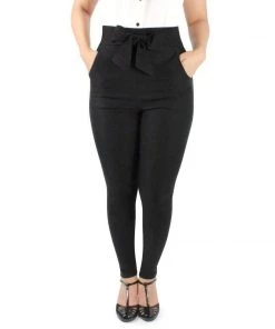 Hemet Tie Waist Cigarette Pants In Black Women's Apparel