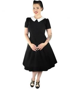 Hemet Vintage Inspired Black And White Pointy Collar Dress