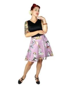Women's Apparel Hemet Zombie Pinup Dress In Lavender & Black
