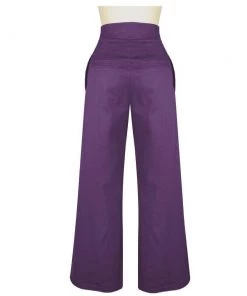 ChicStar Garbo Pleated High Waist Pants In Purple