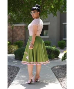 Women's Apparel Kissing Charlie Hold On Circle Skirt In Green And Pink