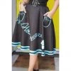 Kissing Charlie Hold On Circle Skirt In Blue And Black