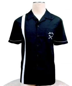 Glitz Glam And Rebellion Men's Bowling Shirt With Hot Rod Pocket