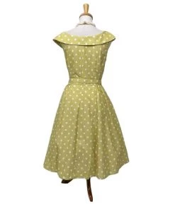 ChicStar Housewife Dress In Chartreuse Polka Dot