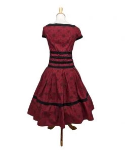 ChicStar Kara Floral Swing Dress In Dark Red Women's Apparel 7 ChicStar Kara Floral Swing Dress In Dark Red Women's Apparel