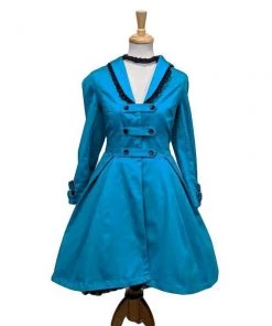 ChicStar Lace Trim Swing Coat In Turquoise Women's Apparel 8 ChicStar Lace Trim Swing Coat In Turquoise Women's Apparel