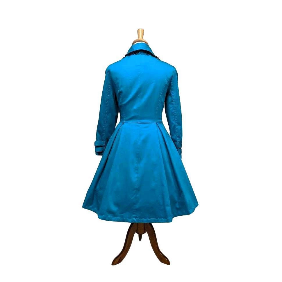 ChicStar Lace Trim Swing Coat In Turquoise Women's Apparel 6 ChicStar Lace Trim Swing Coat In Turquoise Women's Apparel