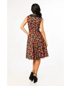 Miss Lulo Jani Swing Dress In Rainbow Print Women's Apparel