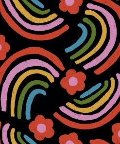 Miss Lulo Lori Swing Dress In Rainbows Print