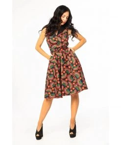 Miss Lulo Jani Swing Dress In Rainbow Print Women's Apparel