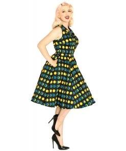 Women's Apparel Miss Lulo Jani Swing Dress In Golden Moon Phase Print