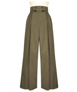 ChicStar Women's Apparel Garbo Pleated High Waist Pants In Khaki