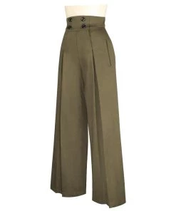 ChicStar Women's Apparel Garbo Pleated High Waist Pants In Khaki
