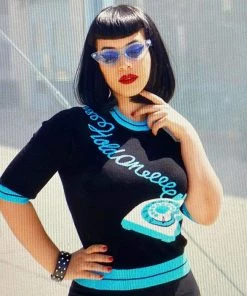 Kissing Charlie Hold On Sweater In Blue And Black Women's Apparel