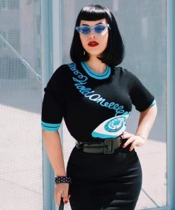 Kissing Charlie Hold On Sweater In Blue And Black Women's Apparel