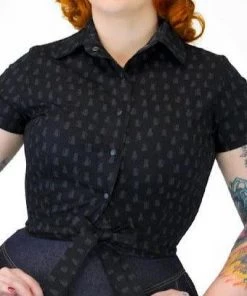 Hemet Knotted Top In Cat Print