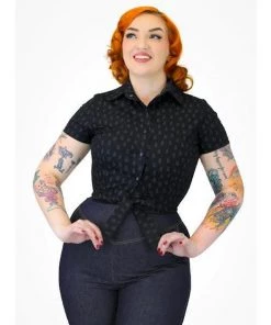 Hemet Knotted Top In Cat Print