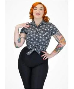 Hemet Knotted Top In Spider Web Print