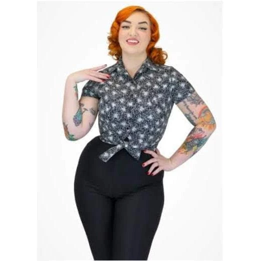 Hemet Knotted Top In Spider Web Print 3 Hemet Knotted Top In Spider Web Print