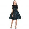ChicStar Women's Apparel Lace Overlay Swing Dress In Blue Floral