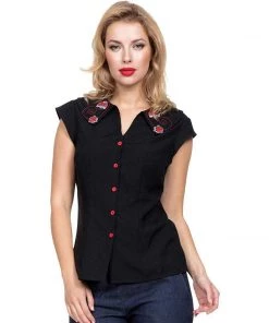 Voodoo Vixen Nena Ladybug Collar Top Women's Apparel