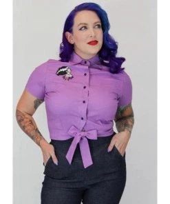 Hemet Bride Of Frankenstein Knot Top In Lavender