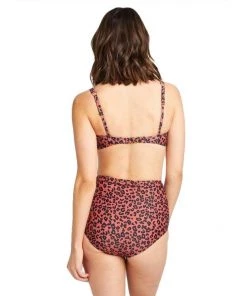 Glitz Glam And Rebellion Retro High-Waisted Bikini In Red Leopard Print Women's Apparel
